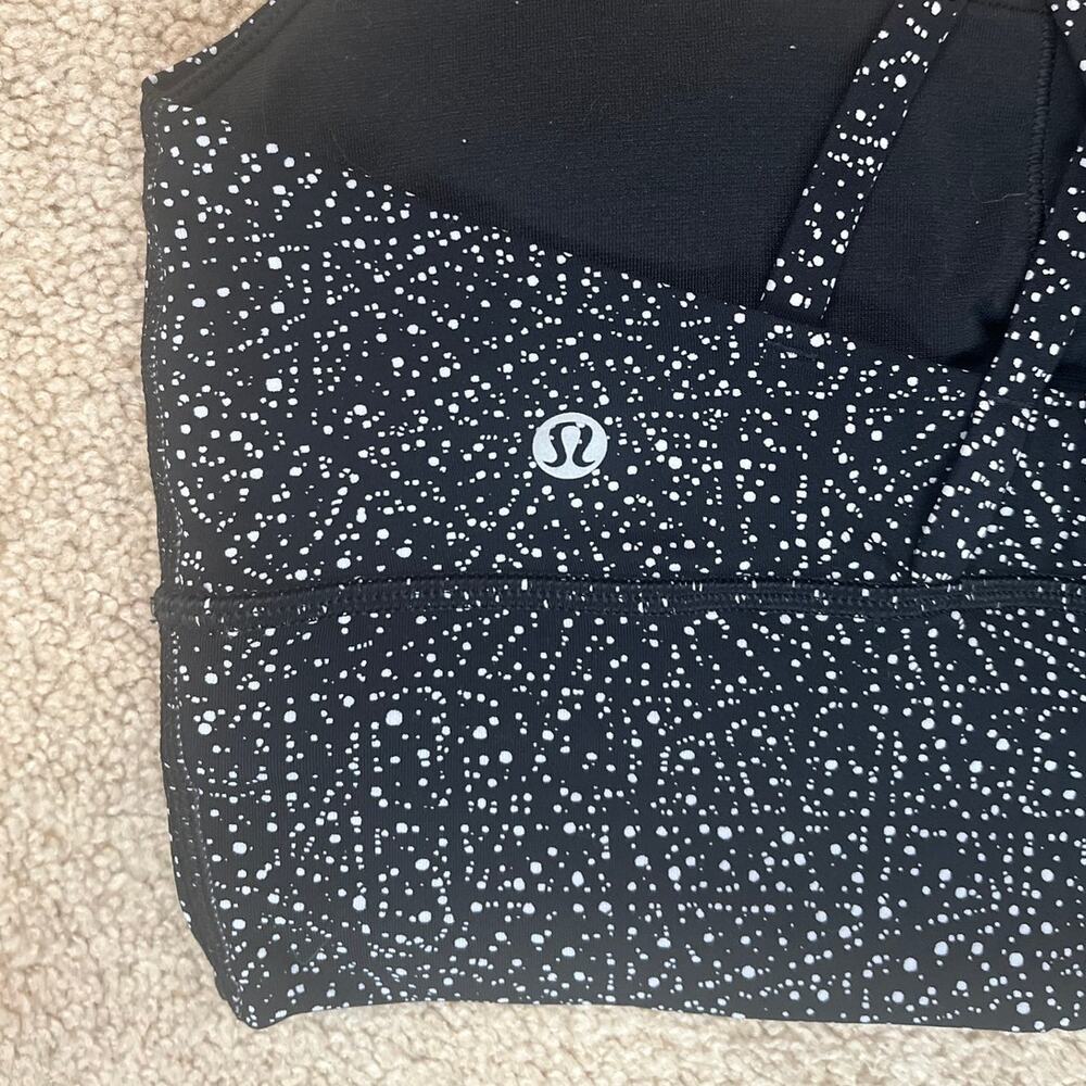 Lululemon Energy Bra Longline Strappy Back Size 6 Black White Dot Gym Girl Run - Picture 3 of 7